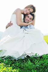 Image showing happy bride and groon outdoor