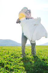 Image showing happy bride and groon outdoor