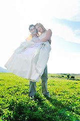 Image showing happy bride and groon outdoor