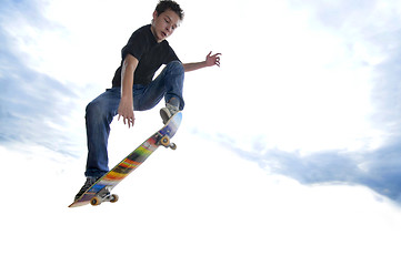 Image showing Boy practicing skate in a skate park 