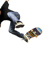 Image showing Boy practicing skate in a skate park - isolated