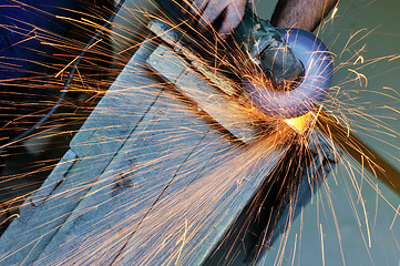 Image showing industry worker sparks