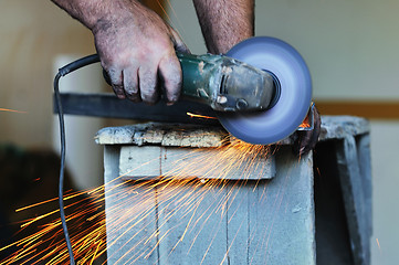 Image showing industry worker sparks