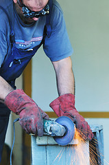 Image showing industry worker sparks