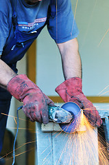 Image showing industry worker sparks