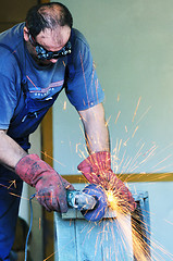 Image showing industry worker sparks