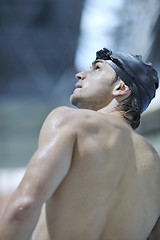 Image showing young swimmer ready for start