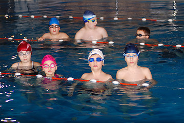 Image showing .childrens having fun in a swimming pool