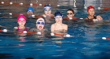 Image showing .childrens having fun in a swimming pool