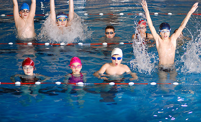 Image showing .childrens having fun in a swimming pool