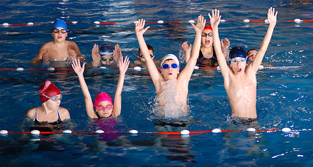 Image showing .childrens having fun in a swimming pool