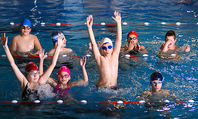 Image showing .childrens having fun in a swimming pool