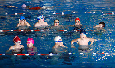 Image showing .childrens having fun in a swimming pool