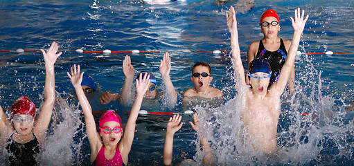 Image showing .childrens having fun in a swimming pool