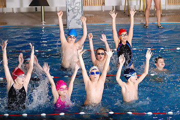 Image showing .childrens having fun in a swimming pool