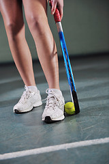 Image showing one young woman play tennis