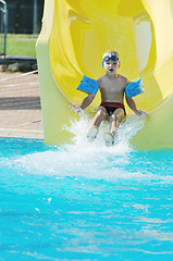 Image showing water slide fun on outdoor pool