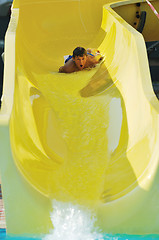 Image showing water slide fun on outdoor pool