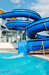 Image showing water slide fun on outdoor pool