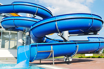 Image showing water slide fun on outdoor pool