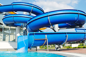 Image showing water slide fun on outdoor pool