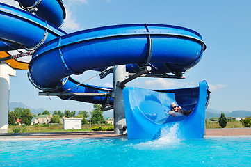 Image showing water slide fun on outdoor pool