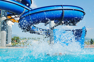 Image showing water slide fun on outdoor pool