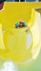 Image showing water slide fun on outdoor pool