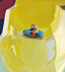 Image showing water slide fun on outdoor pool