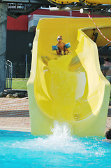 Image showing water slide fun on outdoor pool