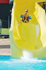 Image showing water slide fun on outdoor pool