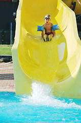 Image showing water slide fun on outdoor pool