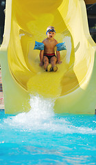 Image showing water slide fun on outdoor pool