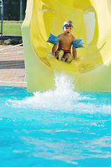 Image showing water slide fun on outdoor pool