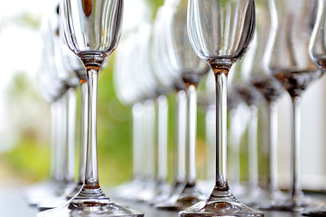 Image showing Empty very elegant wine glasses 