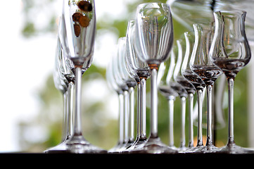 Image showing Empty very elegant wine glasses 