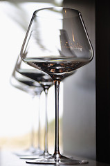 Image showing Empty very elegant wine glasses 