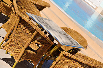 Image showing Luxery forniture outside of hotel