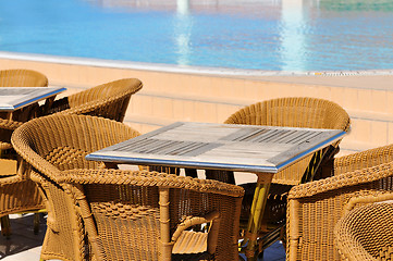 Image showing Luxery forniture outside of hotel