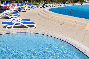 Image showing Outdoor pool in nice hotel