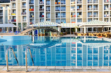 Image showing Outdoor pool in nice hotel