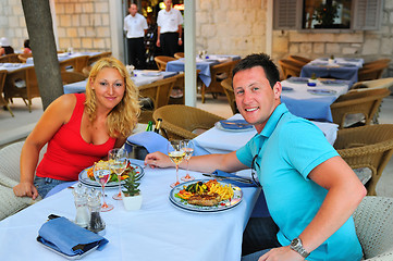 Image showing Young couple having dinne