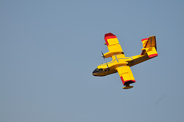 Image showing Airplane on sea taking water