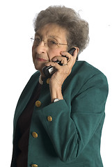 Image showing senior woman telephone