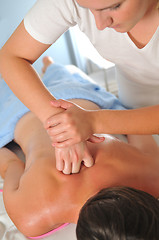 Image showing back massage at the spa and wellness center