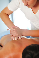 Image showing back massage at the spa and wellness center