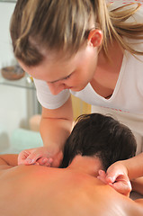 Image showing back massage at the spa and wellness center