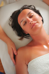 Image showing beautiful woman have massage at spa and wellness center