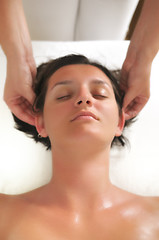 Image showing beautiful woman have massage at spa and wellness center