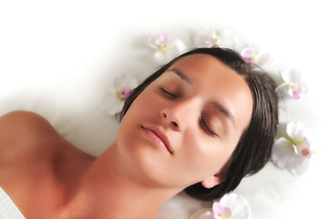 Image showing beautiful woman have massage at spa and wellness center